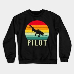 Pilot Motor Ariplane Retro Sunset Aviation Crewneck Sweatshirt